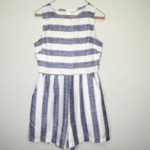 Blue and White Striped Romper